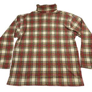 Bushwacker Womens L Shirt Vintage Turtleneck‎ Long Sleeve Plaid Red Green Cotton